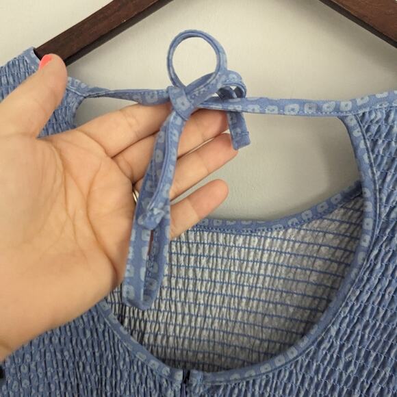 Michelle Mcdowell Zoey Jumpsuit Secret Hideaway Cornflower XL Smocked Front - Picture 11 of 12